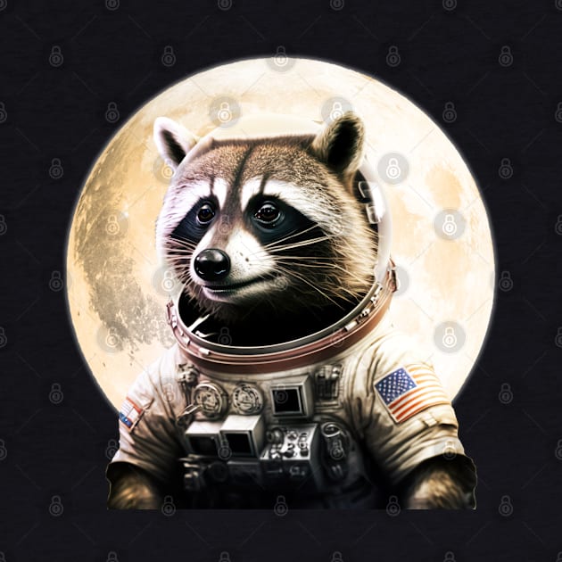 Astronaut Raccoon on the moon by Raccool